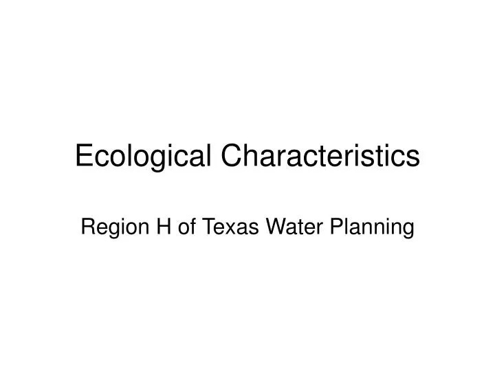 ecological characteristics