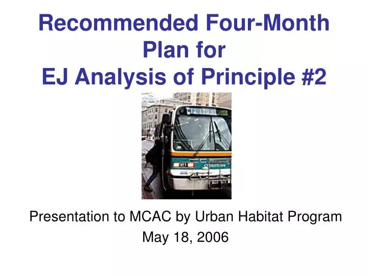 recommended four month plan for ej analysis of principle 2