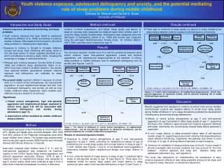 Youth violence exposure, adolescent delinquency and anxiety, and the potential mediating