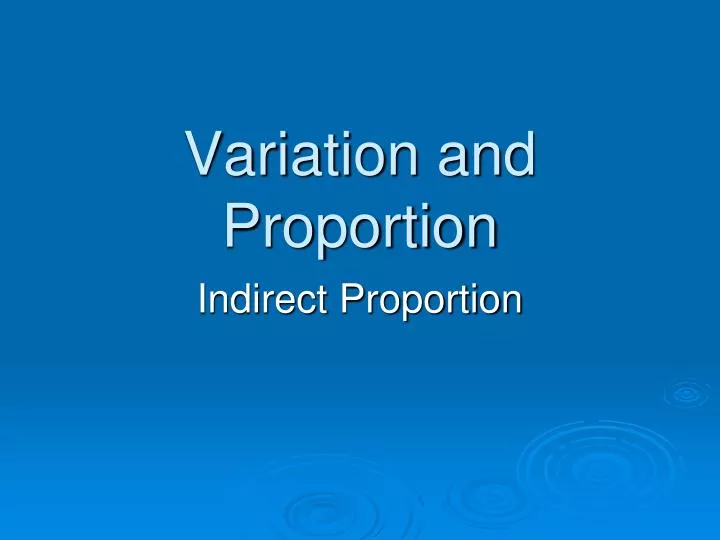 variation and proportion