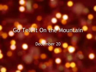 Go Tell It On the Mountain