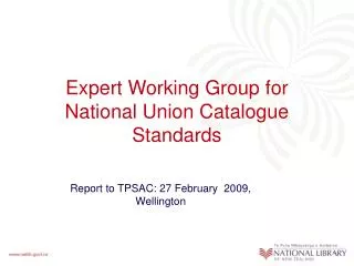 Expert Working Group for National Union Catalogue Standards