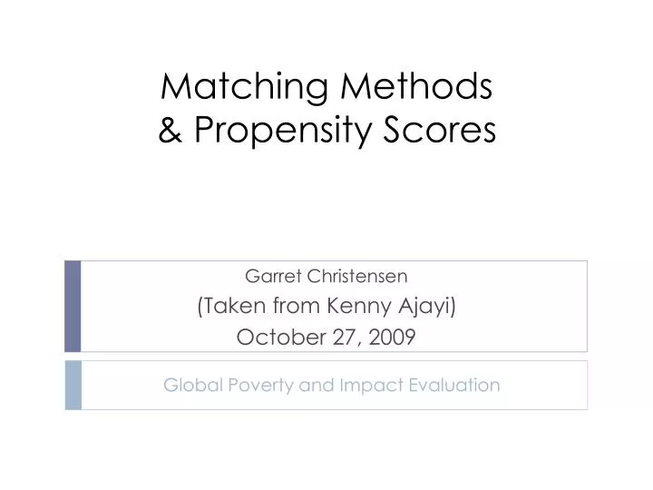 matching methods propensity scores