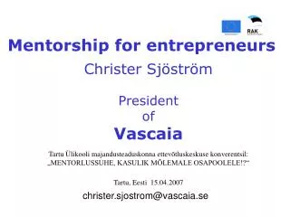 Christer Sjöström President of Vascaia