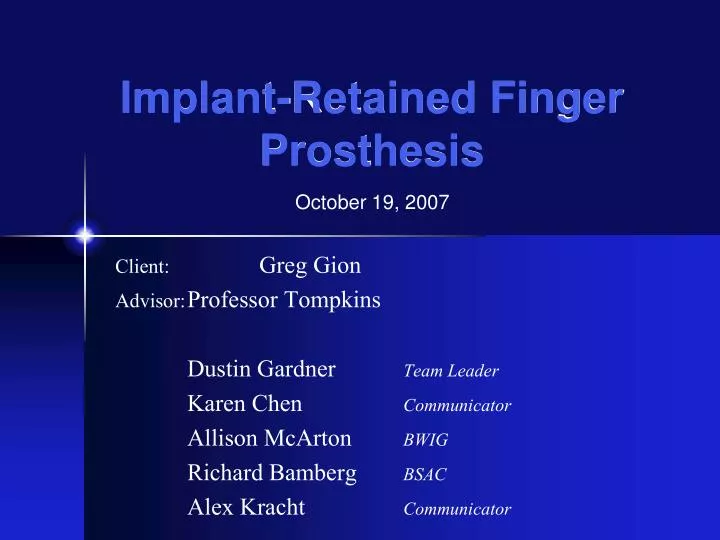 implant retained finger prosthesis