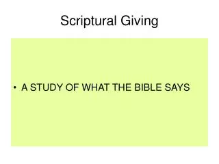 Scriptural Giving