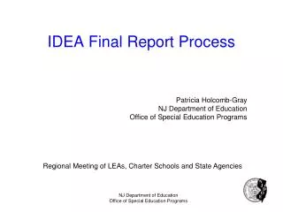 IDEA Final Report Process