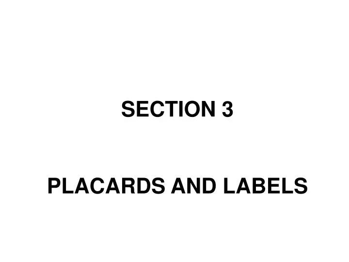 section 3 placards and labels