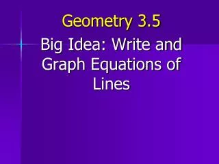Geometry 3.5 Big Idea: Write and Graph Equations of Lines