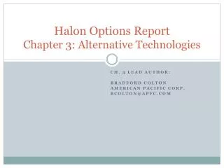 Halon Options Report Chapter 3: Alternative Technologies