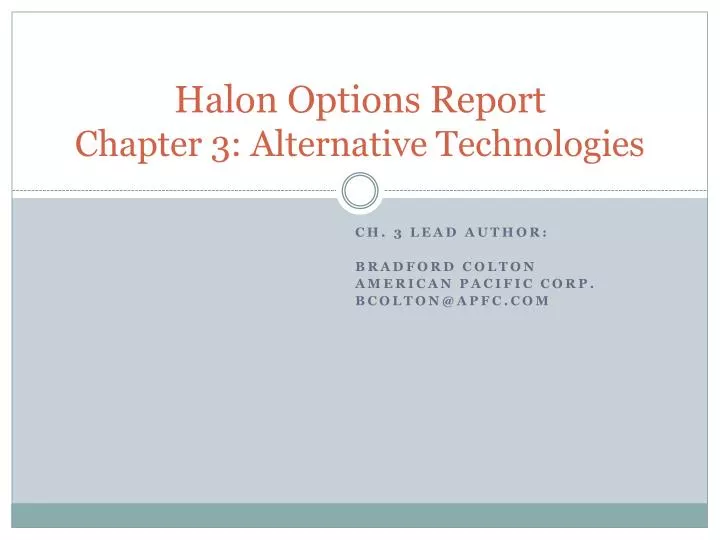 halon options report chapter 3 alternative technologies
