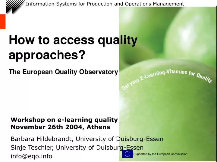 how to access quality approaches the european quality observatory