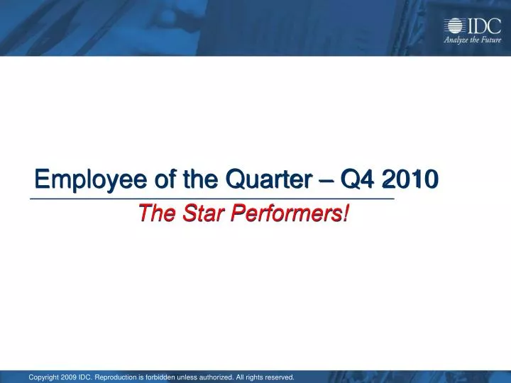 employee of the quarter q4 2010 the star performers