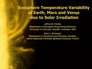 Exosphere Temperature Variability at Earth, Mars and Venus due to Solar Irradiation