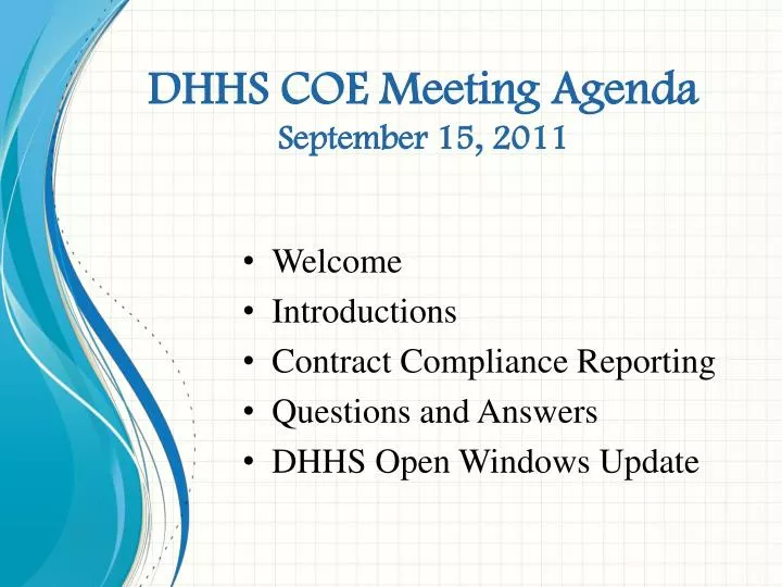 dhhs coe meeting agenda september 15 2011