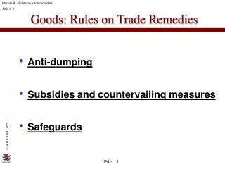 Goods: Rules on Trade Remedies