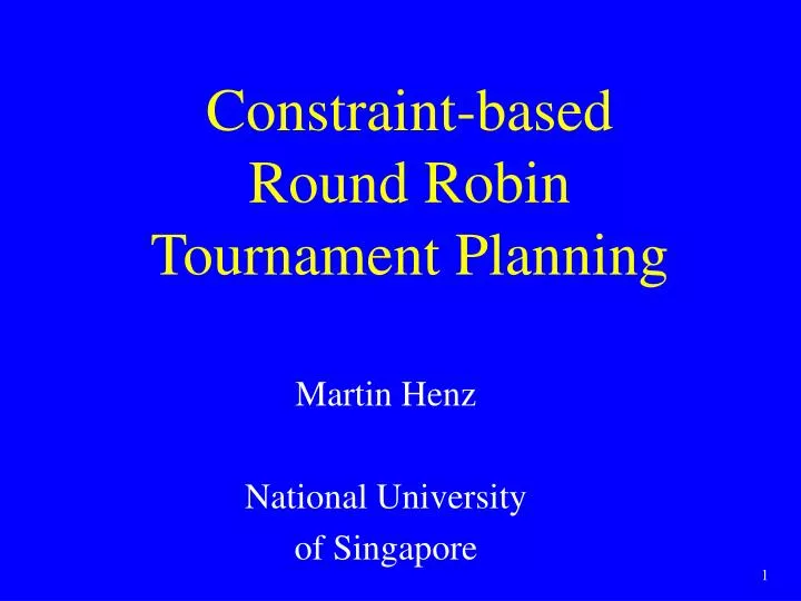 constraint based round robin tournament planning