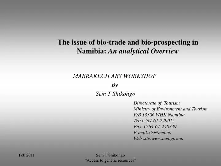 the issue of bio trade and bio prospecting in namibia an analytical overview