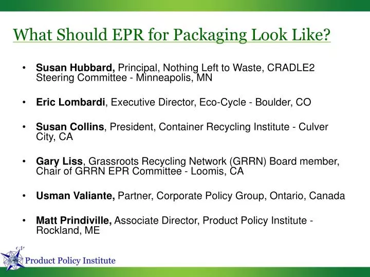 what should epr for packaging look like