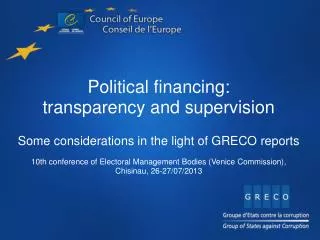 Political financing: transparency and supervision