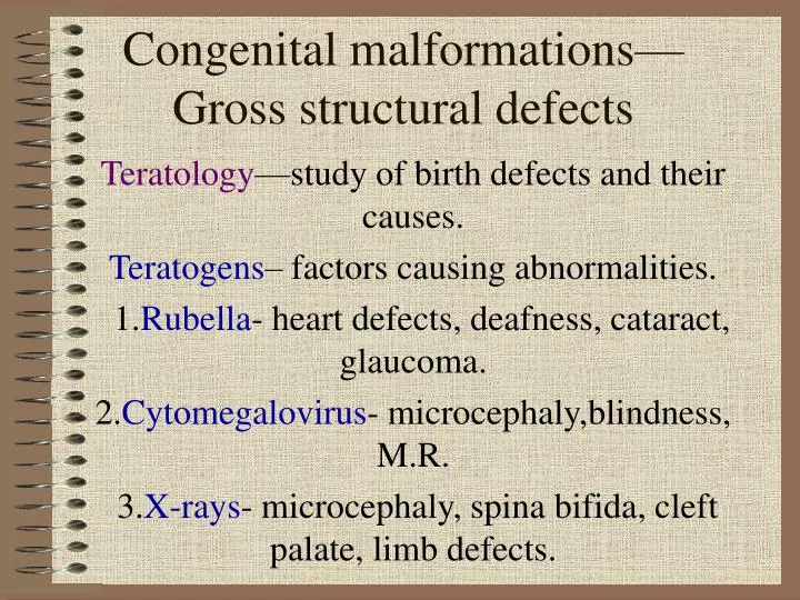 congenital malformations gross structural defects