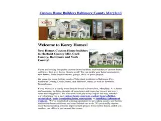 Custom Home Builders Baltimore County Maryland