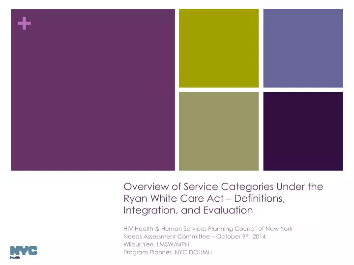 overview of service categories under the ryan white care act definitions integration and evaluation