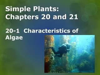 Simple Plants: Chapters 20 and 21 20-1 Characteristics of Algae