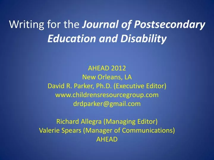 writing for the journal of postsecondary education and disability