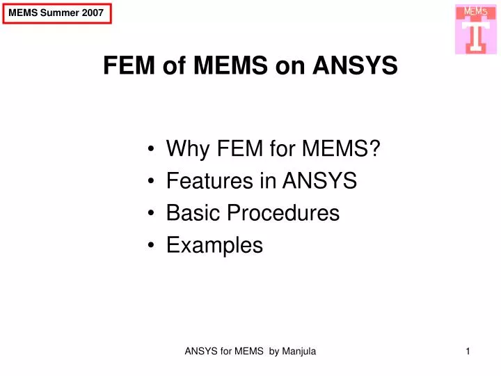 fem of mems on ansys