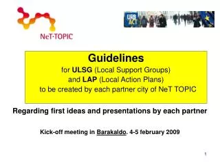 Guidelines for ULSG (Local Support Groups) and LAP (Local Action Plans)