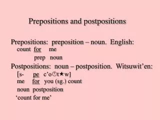 Prepositions and postpositions