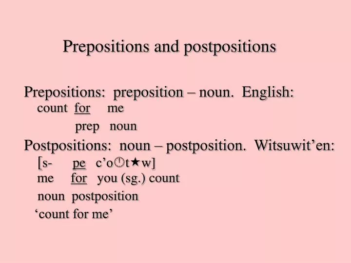 prepositions and postpositions