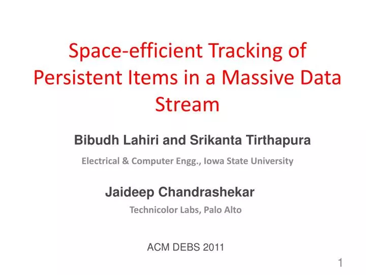 space efficient tracking of persistent items in a massive data stream