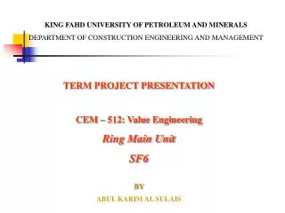 KING FAHD UNIVERSITY OF PETROLEUM AND MINERALS
