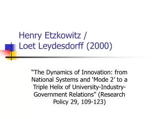 Henry Etzkowitz / Loet Leydesdorff (2000)