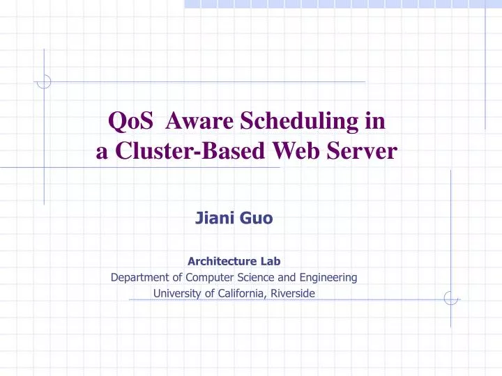 qos aware scheduling in a cluster based web server