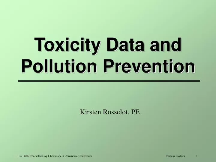 toxicity data and pollution prevention