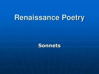 Renaissance Poetry