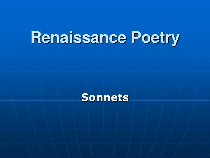 renaissance poetry