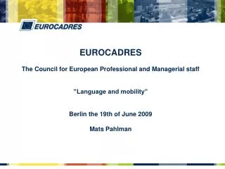 EUROCADRES Recognized European social partner