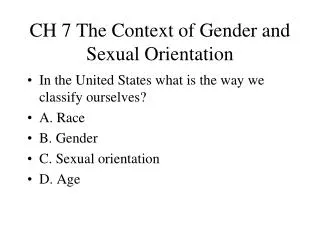 CH 7 The Context of Gender and Sexual Orientation