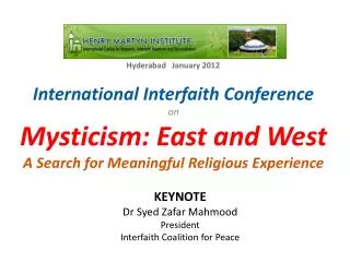 International Interfaith Conference on Mysticism: East and West