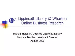 Lippincott Library @ Wharton 	Online Business Research