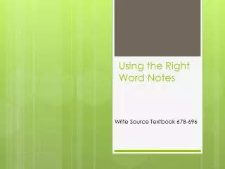 Using the Right Word Notes