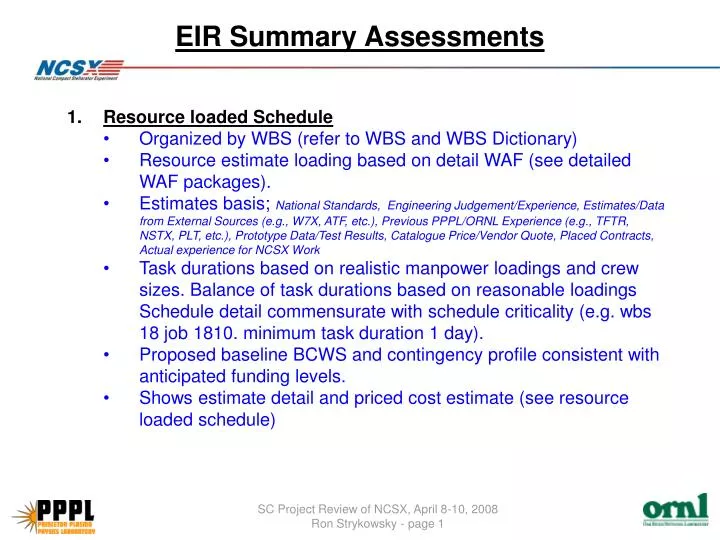 eir summary assessments