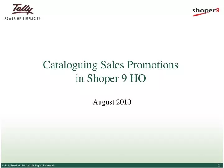 cataloguing sales promotions in shoper 9 ho