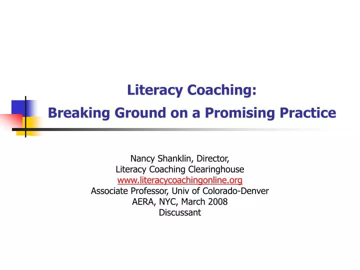 literacy coaching breaking ground on a promising practice