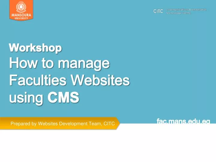 workshop how to manage faculties websites using cms