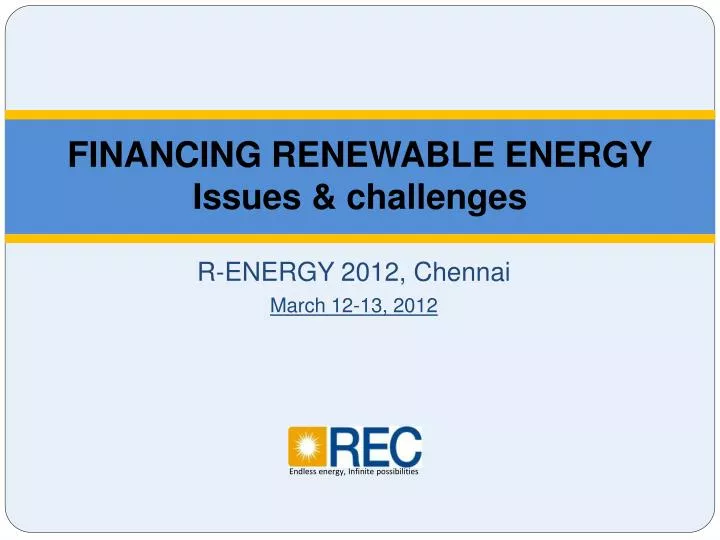 financing renewable energy issues challenges